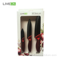 Black 3pcs Ceramic Knife Set With Sheaths